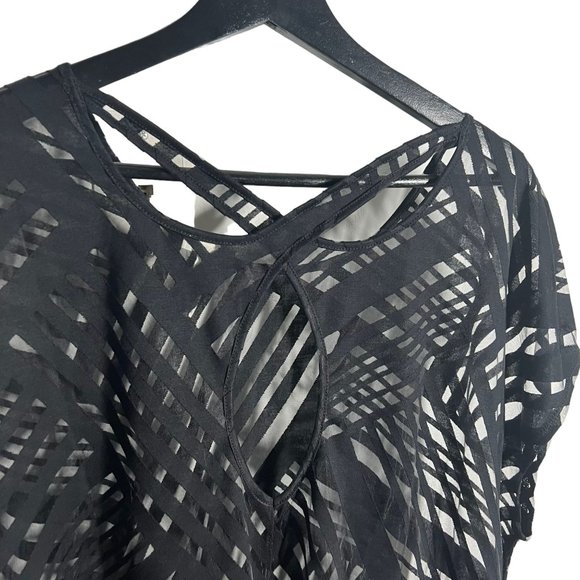 Soma Black Keyhole Burnout Standout Lattice Criss Cross Tunic Top Large - Picture 3 of 7
